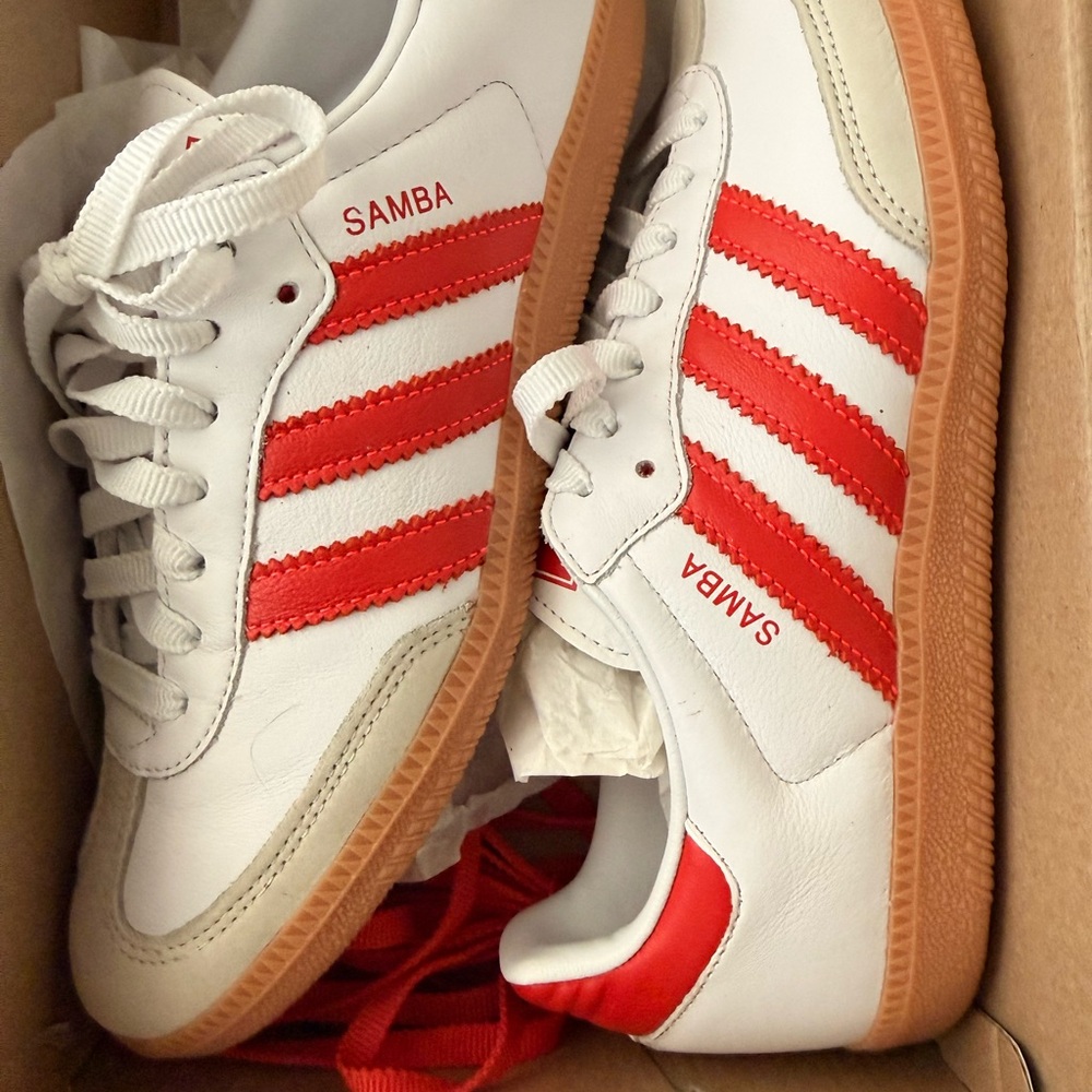 Adidas Samba White and Red Shoes